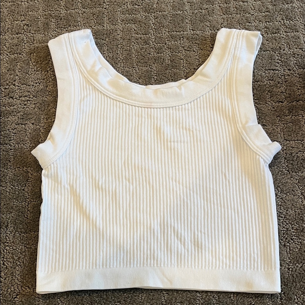 Urban outfitters White Ribbed Sleeveless Top
